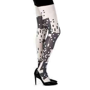 Zohara Pixel Tights Geometric Design Women Cream